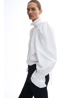 H&M - Women White Balloon-Sleeved Cotton Blouse