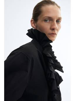 H&M - Women Black Ruffled Cotton Blouse