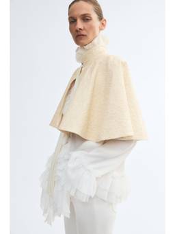 H&M - Women White Plisse-Collar Cape