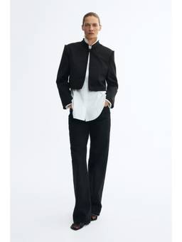 H&M - Women Black Cropped Braid-Detail Jacket