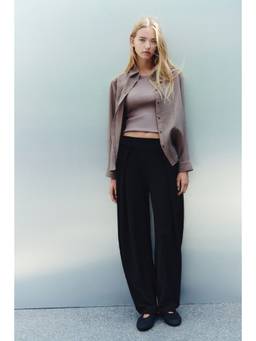 H&M - Women Black Wrap-Detail Balloon Trousers