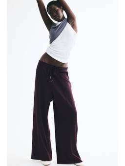 H&M - Women Purple Fine-Ribbed Drawstring Trousers