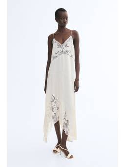H&M - Women Beige Lace-Detail Strappy Dress