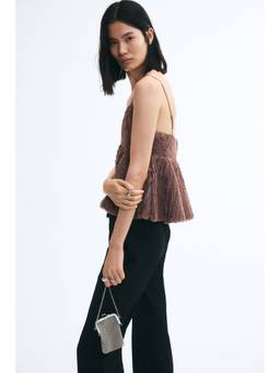 H&M - Women Brown Ruffled Strappy Top