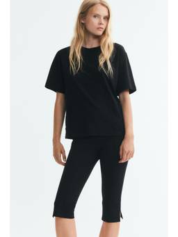H&M - Women Black Lace-inset cotton T-shirt