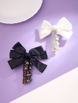 Yellow Chimes - Bow Spiral Elastic Hair Rubber Band (Pack of 2)