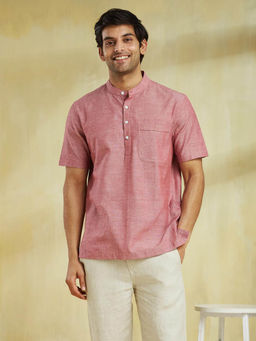 Fabindia - Pink Cotton Mid Placket Shirt