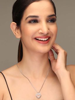 Laida - Silver Plated Double Heart pendant with chain