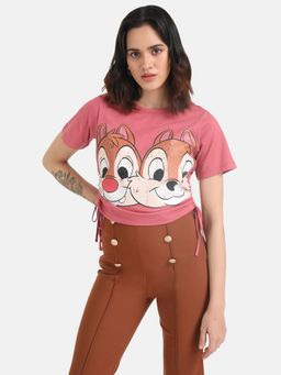Kazo - Pink Chip & Dale Disney Printed Crop T-Shirt