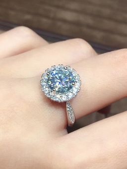 Designs & You - Silver Plated American Diamond Crushed Ice Cut White Geometrical Finger Ring