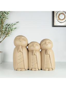 HomeTown - 3Monks Polyresin Figurine Ecru