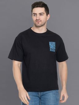 Club York - Men Black Half Sleeve Printed Round Neck T-shirt