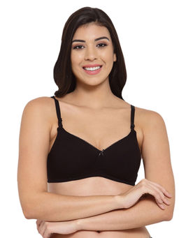 Inner Sense - Organic Cotton Antimicrobal Padded T-Shirt Bra-Black