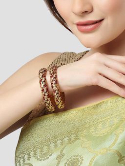 Karatcart - Set of 2 Silver-plated Ad Studded Bangles For Women