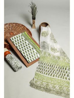 KISHORI - Floral Print Cotton and Chiffon Dupatta Unstitched Salwar Suit Dress Material 3 Piece Set