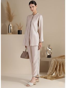 Pink Fort - Silk Blend Off White Co-ord Set