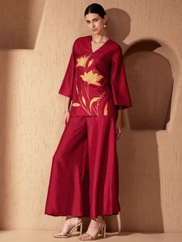 Pink Fort - Silk Maroon Co-ord Set