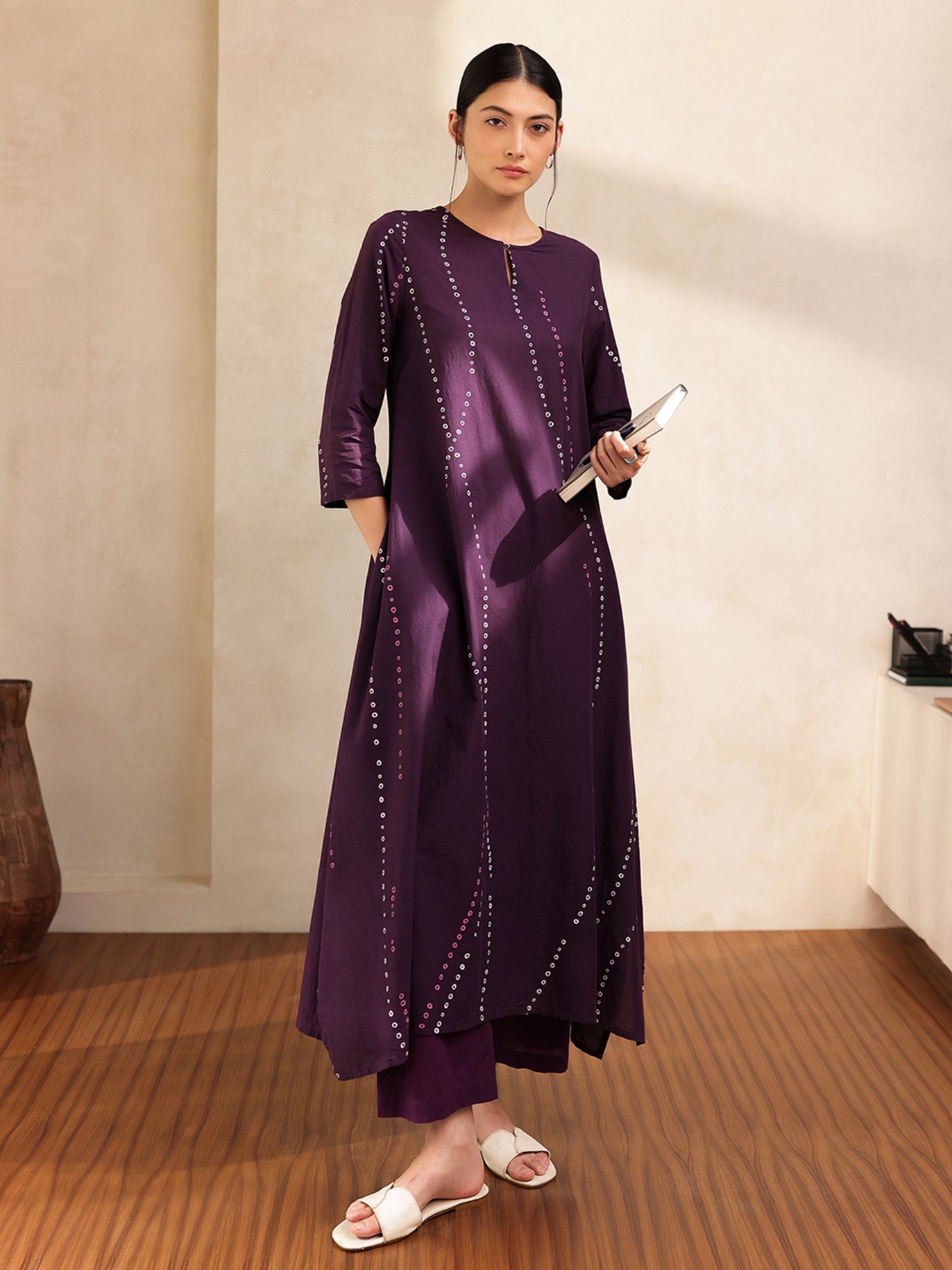 pink fort Purple Cotton Printed Kurta with Trouser-picture-35