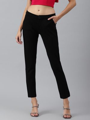 Women's Black Comfort Slim Fit Trousers