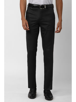 Buy Van Heusen Men Black Solid Slim Fit Formal Trouser Online