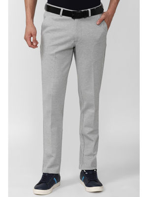 Buy Van Heusen Men Grey Textured Slim Fit Casual Trouser Online