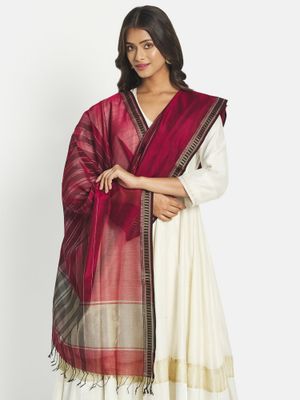 Beige - Handloom Silk Cotton Maheshwari Dupatta 63