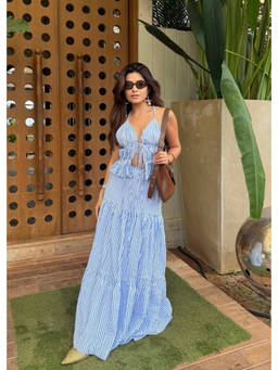 Shubh Shree Studio - Sail Away Blue Stripes Skirt and Top