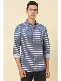 Allen Solly - Men Blue Stripes Full Sleeves Casual Shirt