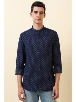 Allen Solly - Men Navy Blue Printed Full Sleeves Casual Shirt