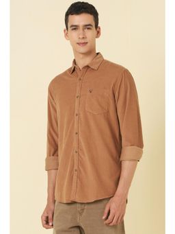 Allen Solly - Men Brown Solid Full Sleeves Casual Shirt