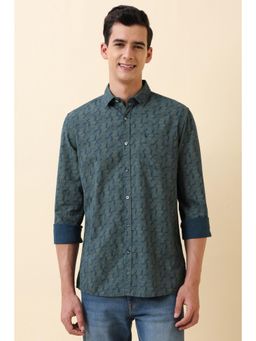 Allen Solly - Men Navy Blue Floral Printed Full Sleeves Casual Shirt