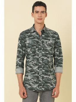 Allen Solly - Men Grey Camouflage Printed Full Sleeves Casual Shirt