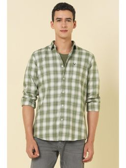 Allen Solly - Men Olive Checks Full Sleeves Casual Shirt