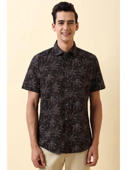 Allen Solly - Men Brown Floral Printed Half Sleeves Casual Shirt