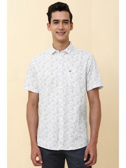 Allen Solly - Men Light Grey Floral Printed Half Sleeves Casual Shirt