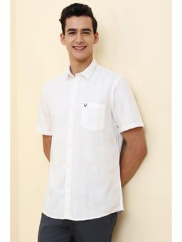 Allen Solly - Men White Textured Half Sleeves Casual Shirt
