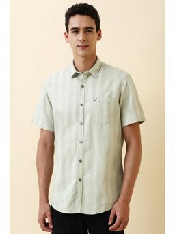 Allen Solly - Men Sage Green Textured Half Sleeves Casual Shirt