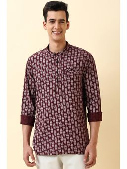 Allen Solly - Men Maroon Slim Fit Printed Full Sleeves Casual Shirt