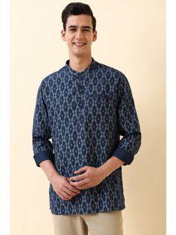 Allen Solly - Men Navy Blue Slim Fit Printed Full Sleeves Casual Shirt