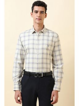 Allen Solly - Men Beige Checks Full Sleeves Formal Shirt