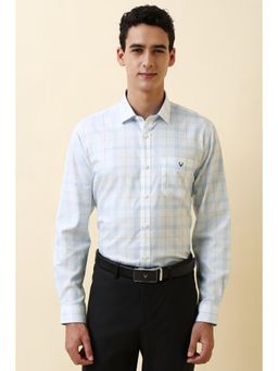 Allen Solly - Men Light Blue and White Checks Full Sleeves Formal Shirt