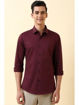 Allen Solly - Men Maroon Comfy Slim Fit Solid Full Sleeves Casual Shirt