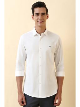 Allen Solly - Men White Slim Fit Textured Full Sleeves Casual Shirt