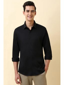 Allen Solly - Men Black Slim Fit Solid Full Sleeves Casual Shirt