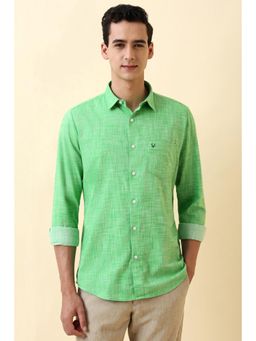 Allen Solly - Men Green Textured Full Sleeves Casual Shirt