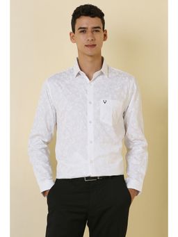 Allen Solly - Men White Floral Printed Full Sleeves Formal Shirt