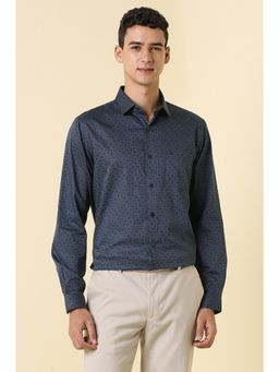 Allen Solly - Men Navy Blue Printed Full Sleeves Formal Shirt