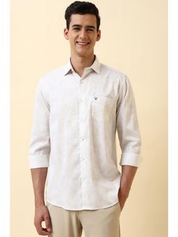 Allen Solly - Men Cream Slim Fit Floral Printed Full Sleeves Casual Shirt