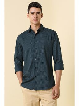 Allen Solly - Men Navy Blue Printed Full Sleeves Casual Shirt