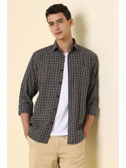 Allen Solly - Men Brown Slim Fit Checks Full Sleeves Casual Shirt